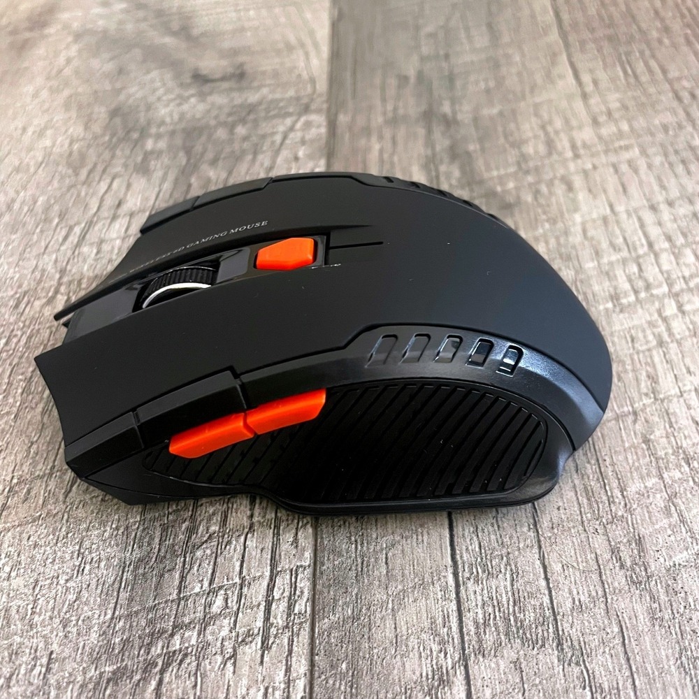 2.4GHz Wireless 6D Gaming Mouse Black Orange with USB Nano Receiver